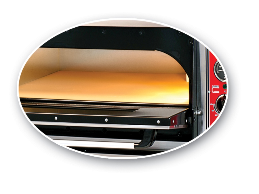 Pizzaofen mit Thermometer | 9x Ø30cm | 8 kW | 400V Edelstahl 1 Backkammer